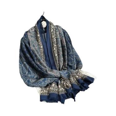 Imagem de Xale De Algodão Paisley, Cachecol Quente De Inverno Feminino, Estampa 