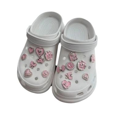Imagem de Conjunto De 16 Pingentes Rosa Para Sapatos - DIY Com Flores, Borboleta
