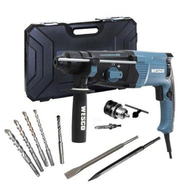 Imagem de Martelete Combinado romp Wesco 26mm Com Maleta 800w Ws3229k e kit sds 