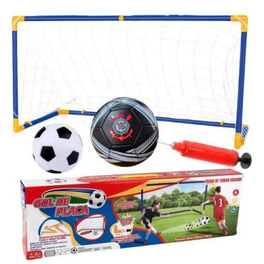 Imagem de Kit Golzinho Infantil São Paulo Trave Rede Bola e Bomba Licenciado Ofi