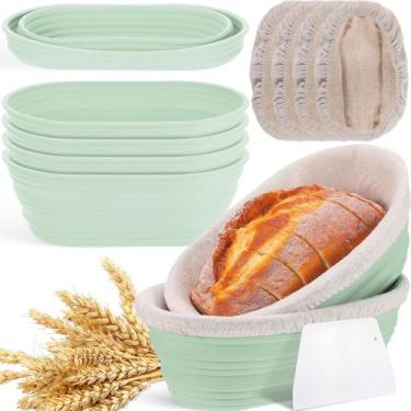 Imagem de Cesto de Fermentação Nuogo 25 cm de Silicone Dobrável  Verde (Pacote c