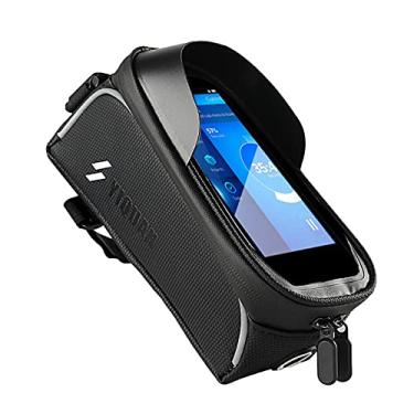 Imagem de Mona43Henry Bolsa rígida para moldura frontal para bicicleta, suporte para celular, bolsa para 6,5 polegadas, qualificada