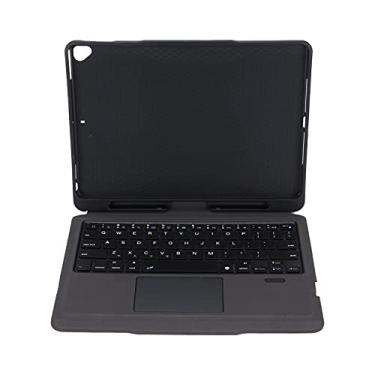 Imagem de Teclado Bluetooth, capa dobrável à prova de quedas, teclados leves para tablet com capa protetora, teclado ergonômico com multitoque para tablet, capa protetora contra poeira (preto)