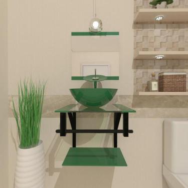 Imagem de Gabinete De Vidro Para Banheiro 40cm Com Torneira Cascata  Verde - Cub
