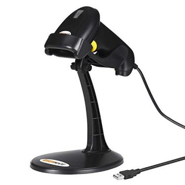 Imagem de WoneNice Scanner de código de barras, com fio, portátil, USB a laser, leitor de código de barras automático, leitor de código de barras com suporte, suporte para Windows/Mac/Linux para loja,