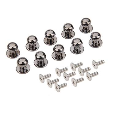 Imagem de 10 pçs/lote mini maçanetas 10mm * 11mm pequenos alças puxar branco prata/preta jóias presente caixa de madeira gaveta hardware w/parafusos YYDFPIIA (Color : B)