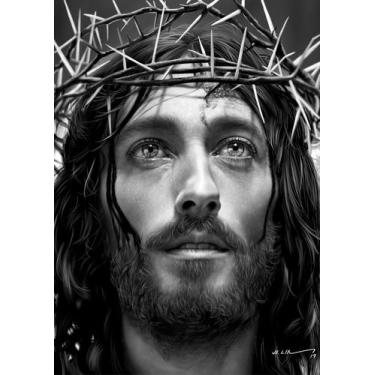 Imagem de Adesivo Decorativo De Parede Religioso Jesus Com Coroa De Espinho - Ga