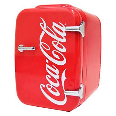 Imagem de Cooluli Mini geladeira retrô Coca-Cola para quarto - carro, escritório e dormitório universitário - 4L/6 lata 12V cooler portátil e aquecedor para alimentos, bebidas e cuidados com a pele - AC/DC e opção USB exclusiva (Coca, Vermelha)