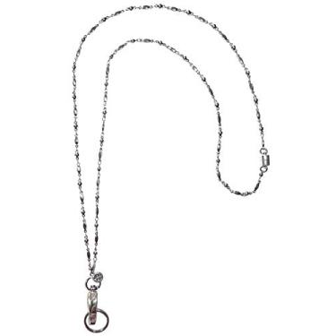 Imagem de Hidden Hollow Beads Cordão feminino de corrente de aço inoxidável, fecho de separação, feito nos EUA, porta-cartões de identificação de professor