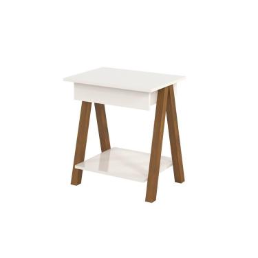 Imagem de Mesa Lateral Old Tebarrot Móveis Off White Amêndoa 1 Gav Office