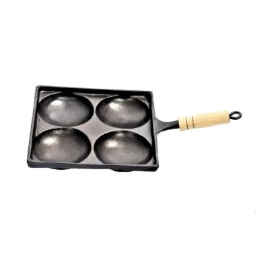 Imagem de Frigideira Antiaderente 04 Ovo Quadrada Cabo Madeira 23x23cm