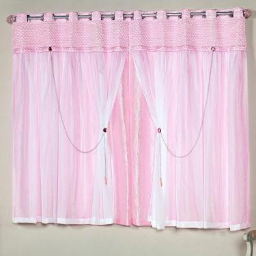 Imagem de Cortina Princesinha Rosa 2,60m x 1,70m altura - Varão de até 2m