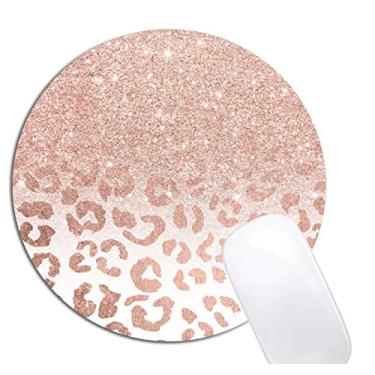 Imagem de Mouse pad em ouro rosa com glitter ombré redondo antiderrapante borracha Mousepad laptop decoração de computador de escritório acessórios de mesa bonitos design personalizado mouse pad