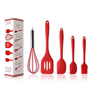 Imagem de Kit De Utensílios De Cozinha De Silicone De 5 Peças Seguro E Macio, Não Machuque A Panela (Vermelho)-Kit-5-Vermelho Vermelho