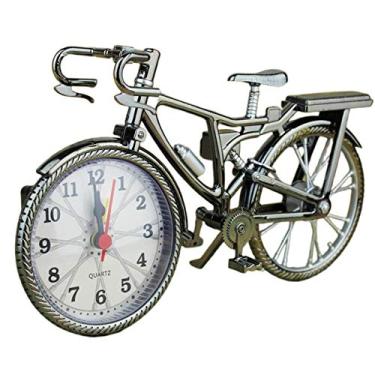 Imagem de Fenteer Relógio de alarme de bicicleta retrô, número árabe, formato de bicicleta, despertador, relógio de mesa criativo, despertador de arte descolada, decoração de casa
