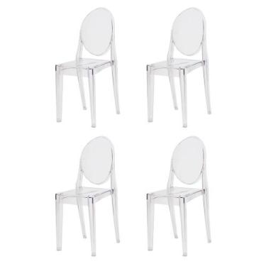 Imagem de Kit 4 Cadeiras Victoria Ghost Transparente Sala Cozinha Jantar - Waw D