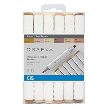 Imagem de Marcador Artístico 2 Pontas, CiS, Graf Duo, 59.7500, 6 Cores, Tons Pele