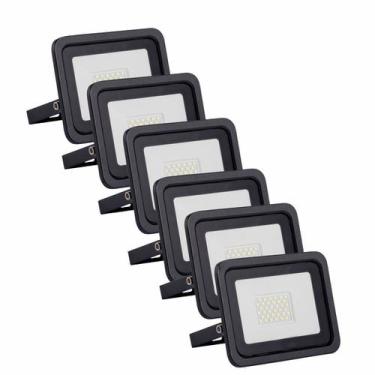 Imagem de Kit 6 Refletor Led 30W Branco Frio Holofote Bivolt D'água - Lustres On