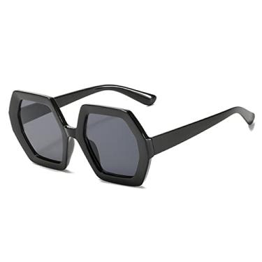 Imagem de Óculos de sol quadrados para mulheres de grandes dimensões bege marrom gradiente óculos de sol feminino poligonal elegante óculos uv400, c1preto, preto, como a imagem