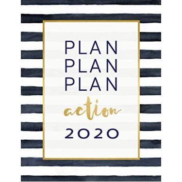 Imagem de 2020: Agenda Semainier et Calendrier Janvier à Decembre avec To Do List + 45 Pages Dot Grid Pointillé - Journalier Organiseur A4. Pratique Planificateur Journal Carnet pour Femme. Bleu Blanc Graphique