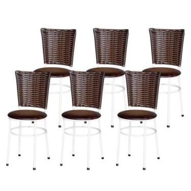 Imagem de Jogo 6 Cadeiras Para Cozinha Branca Hawai Cappuccino - Lamar Design