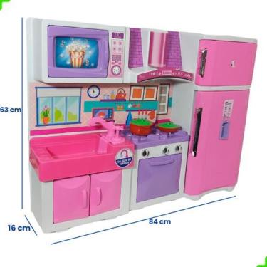 Imagem de Kit Cozinha Infantil Brinquedo Completa Geladeira Fogão 82cm - Shopbr