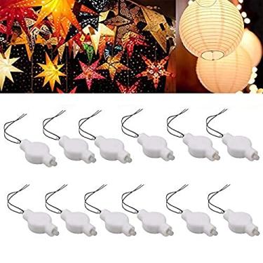 Imagem de Lanternas de papel, lâmpadas de LED operadas por bateria para decoração de festa de papel, lanterna, balões, à prova d'água, branco quente, pacote com 12