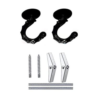 Imagem de GDQLCNXB 2 peças de ganchos de teto para serviço pesado gancho swag plantas penduradas lustres sinos de vento ganchos de ornamento para escritório doméstico cozinha (preto)