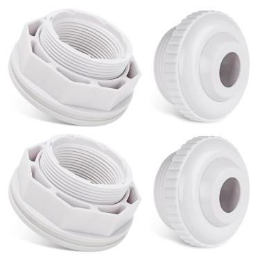 Imagem de Encaixe de retorno de entrada FIP SP1023 de 3,8 cm com porca de fixação e junta de substituição exata para Hayward com jato de entrada de globo ocular de fluxo direcional de 3/4" - ajuste em piscinas no solo e acima do solo (pacote com 4)