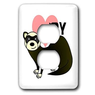 Imagem de 3dRose lsp_10788_6 Capa de tomada branca Love My Ferret 2 plugues