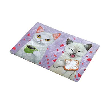 Imagem de FEDBNET Tapete de porta de boas-vindas, novo estilo de desenho animado adorável pintura de gato tapetes antiderrapantes tapetes de porta da frente animal tapetes 40x60cm