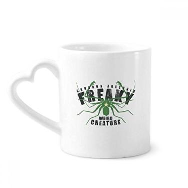 Imagem de Caneca de cerâmica com ilustração de estrela de aranha verde copo de coração de vidro