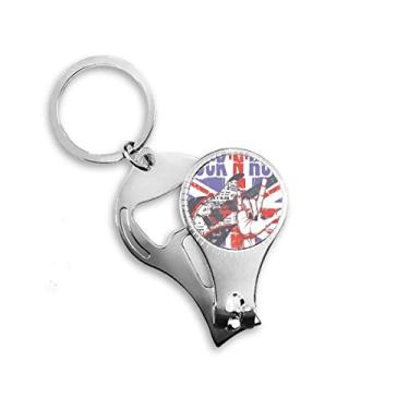Imagem de Rock Guitar England Britain Country Flag UK Nail Nipper Ring Chaveiro Abridor de Garrafas Cortador