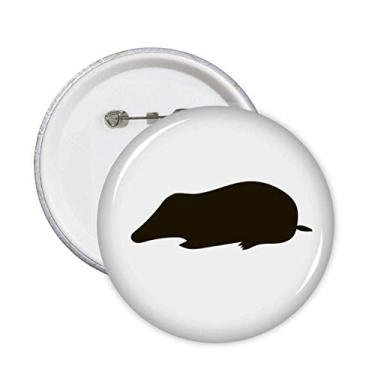 Imagem de Broche de retrato de animal de toupeira preta com botão de emblema para decoração 5 peças