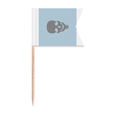 Imagem de Bandeiras de palito de dente com rosto sorridente para marcação de rotulagem para bolo de festa comida prato de queijo