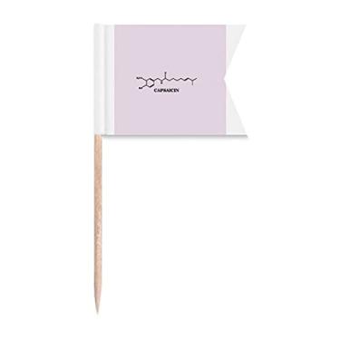 Imagem de Estrutura molecular química, bandeiras de palito de pimenta, marcação de rotulagem para bolo de festa, prato de queijo