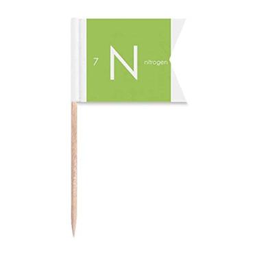 Imagem de Elementos Químicos Mesa Period Chalcogens Element Nitrogen N Toothpick Flags Marcação de rotulagem para Bolo Festa Prato de Queijo