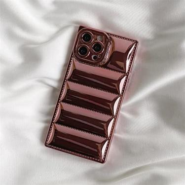 Imagem de Capa de telefone de revestimento para baixo para iPhone 13 Pro Max 12 11 XS X XR 7 8 Plus SE Proteção Bumper Puffer Capa, ouro rosa, para iPhone 8 Plus
