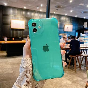 Imagem de Capa de telefone cor doce transparente macia para iPhone 14 13 11 12 Pro Max Mini XS X XR Max 7 8 Plus SE Bumper Capa Verde para iPhone 14 Pro