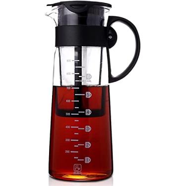 Imagem de REJOON Percolador Pote de Café Portátil Filtro de Produção Quente/Frio Cafeteira Bule de Chá Espresso Sorvete Vidro de Gotejamento Percolador Acessórios de Cozinha Ferramentas de Bar (Tamanho: 900ml)