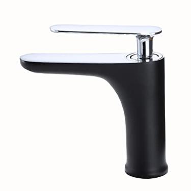 Imagem de LIDON Torneira de banheiro de alça única torneira da pia do banheiro torneiras de latão de furo único torneira de banheiro preta furo único torneira de banheiro, preto B (cor: preto A)