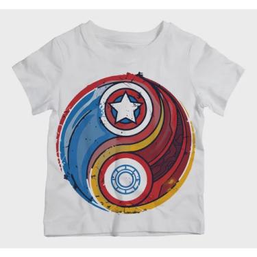 Imagem de Camiseta Infantil Yin Yang Capitão América Homem de Ferro