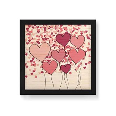 Imagem de Arte Maníacos Quadro Decorativo em Madeira Corações Subindo - 30x30cm (Moldura caixa em laca preta)