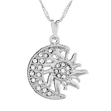 Imagem de Colar Sol e Lua com Strass 22mm - Sunshine Cristais Cor:Prata