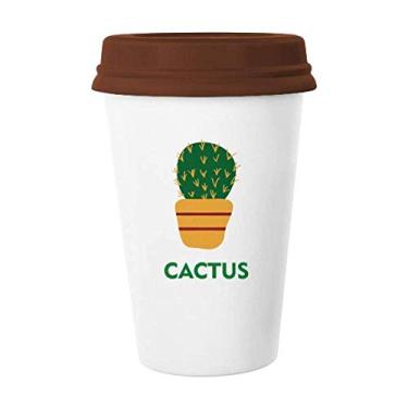 Imagem de Caneca de cerâmica de cacto verde para suculentas de plantas em vaso de café