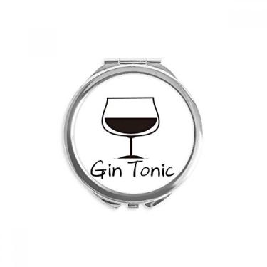 Imagem de Contorno de Gin Tonic Cocktail mão compacto espelho redondo portátil bolso vidro