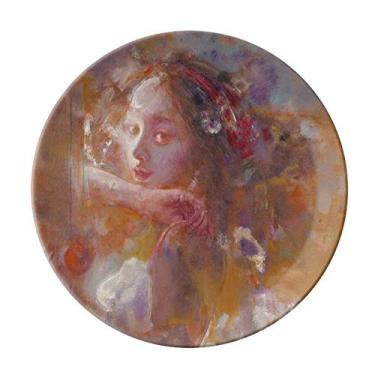 Imagem de Orange XJJ Placa de pintura a óleo decorativa de porcelana Salver Prato de jantar