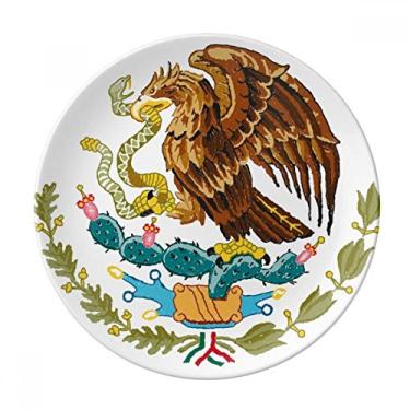 Imagem de Emblema Nacional do México Prato de Sobremesa Decorativo de Porcelana 20 cm Casa