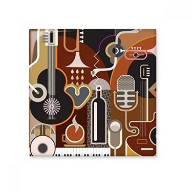 Imagem de Guitar Music Ilustrate Abstrato Padrão Azul Azulejo de Cerâmica Brilhante Decalque Pedra Adorna de Tijolos Vitrificados