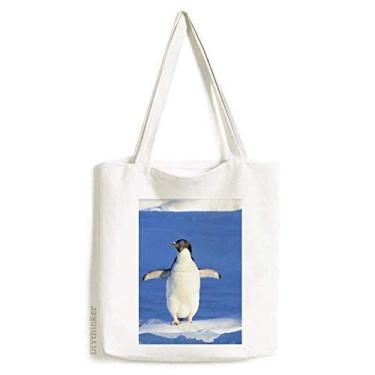 Imagem de Linda bolsa de lona com imagem de pinguim branco ciência natureza bolsa de compras casual bolsa de mão